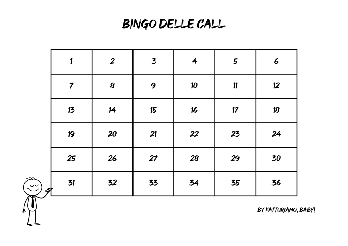 Anteprima delle cartelle del Bingo delle call